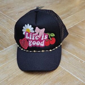 Life Is Good Trucker Hat Embroidered Patch Hat Chain One Size NWT